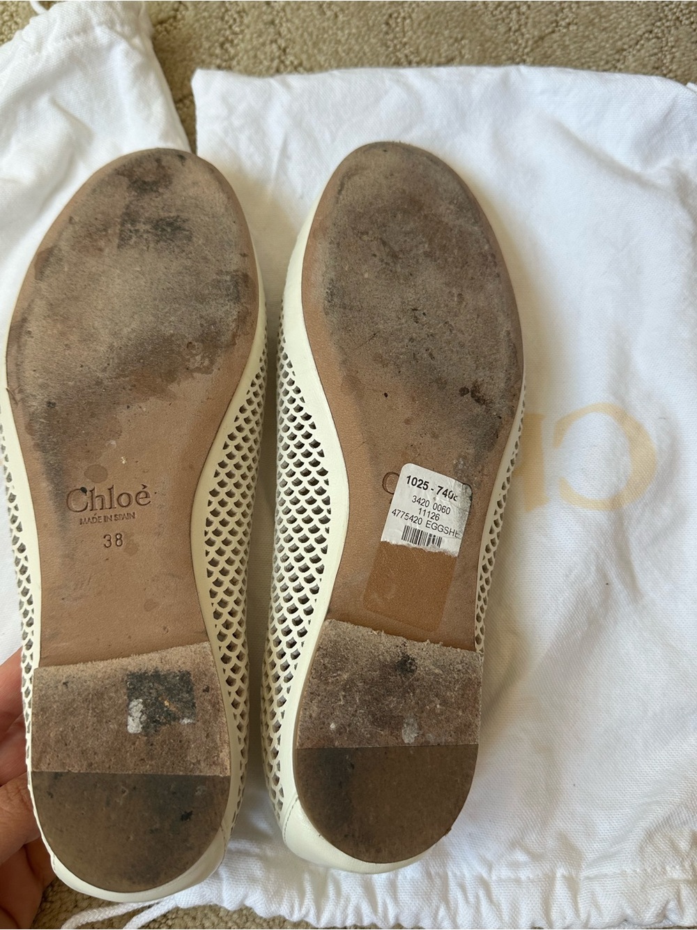 Chloe Marcie Ballet Flat 8 B Eggshell - Picture 8 of 9